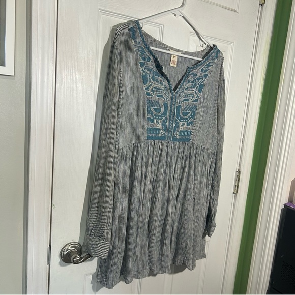 Sundance Time On Your Side Stripped Embroidered Tunic Blouse Boho Size Medium - Picture 3 of 13
